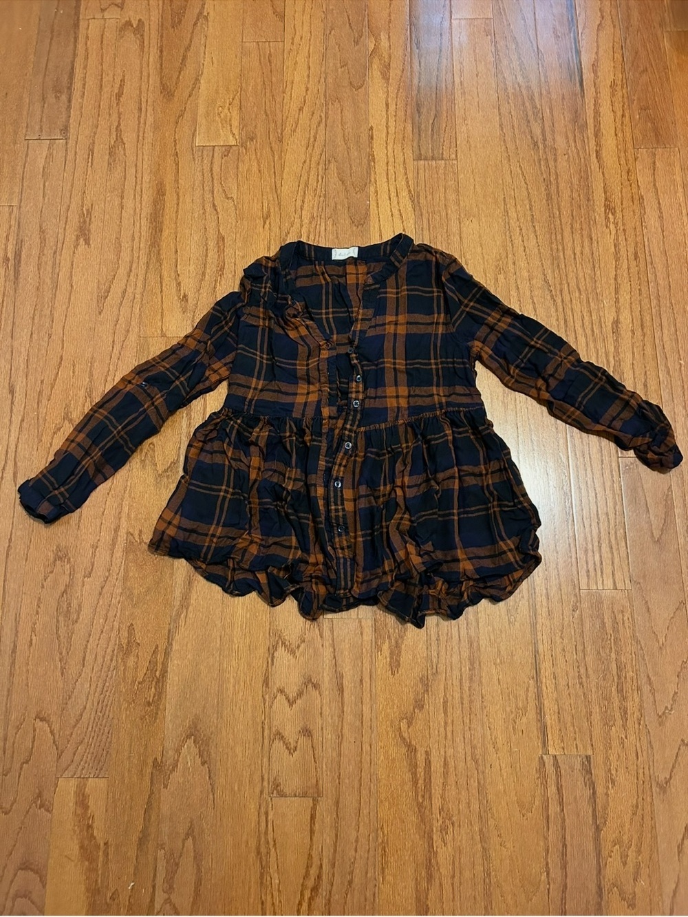 Altar’d State Plaid Babydoll Boho Peplum Top Size Small - Picture 2 of 7